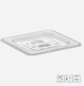 Крышка для гастроёмкости GN1/6 из поликарбоната 176х162 с ручкой, прозрачная