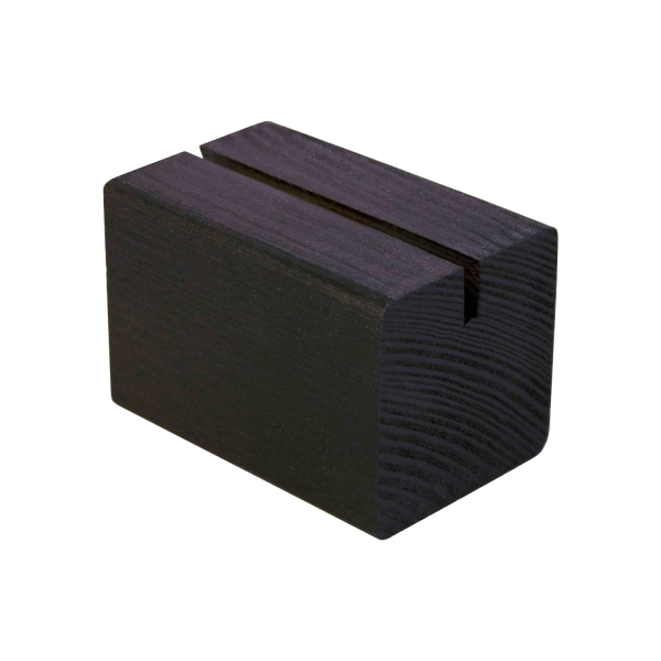 sk_Держатель ценника деревянный, 60х40х40 мм, прямая прорезь 3 мм, черного цвета