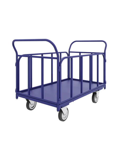 sk_НАБОР Тележка платформенная с трубчатыми бортами ТБ 3, 600х1000 мм с колесами 125мм, 550кг, Шагрень, RAL5002, Синяя