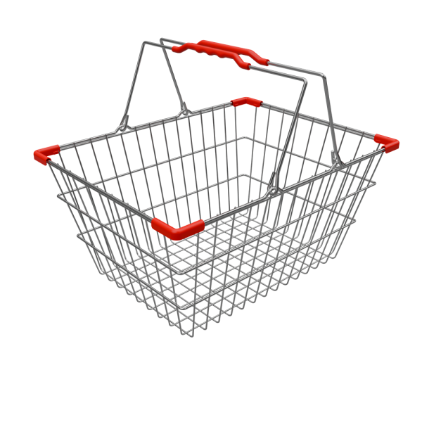 sk_Корзина покупательская металлическая с двумя складывающимися ручками 20 л, Хром, Красная