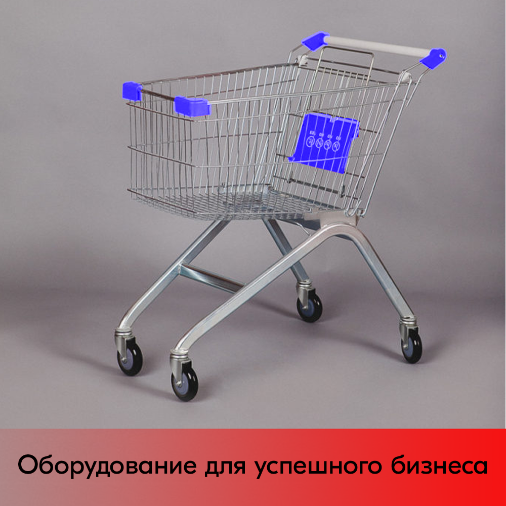 01_Тележка покупательская 100л, 820х540х910 мм, цинк-лак, (европейский тип), с детским сиденьем, Синий