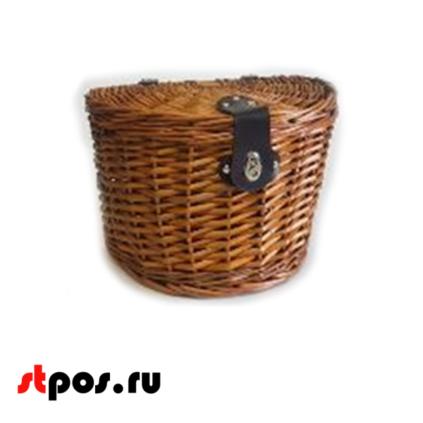 00_Корзинка плетеная из ивовой лозы, с плоской крышкой, D 390 мм, неокрашенная