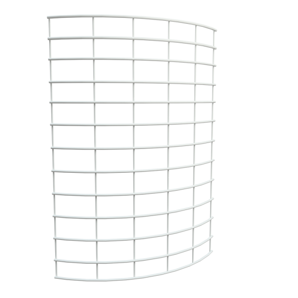 sk_Стенка сетчатая радиусная угла внешнего 90 град. 600мм (Стойка 90х30) (25сер), Глянец, RAL9016 Белый