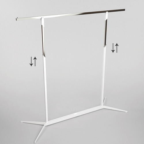 01_Вешало регулируемое OMV-004 ширина 1530 мм, глубина 530 мм, высота 1200-1750 мм, цвет белый глянец, хром