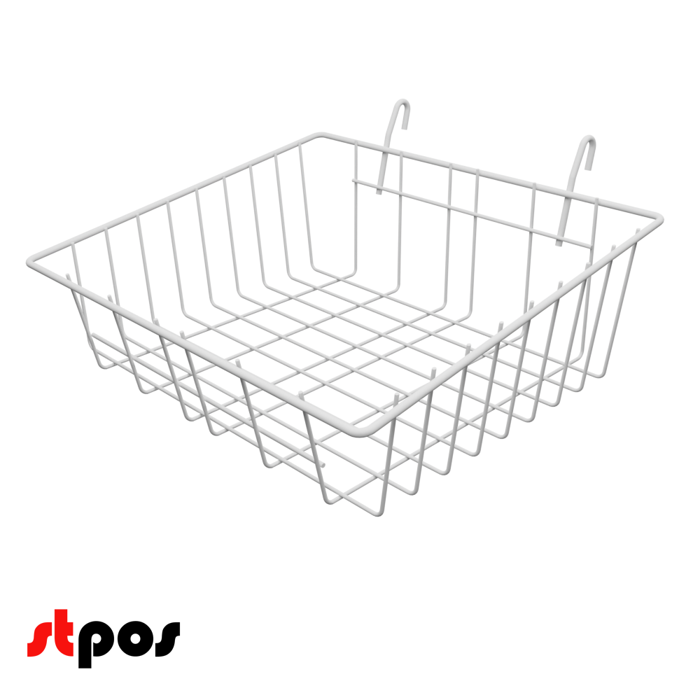 00_Полка-корзина на сетку малая 80x350x280мм, RAL9016, Белый