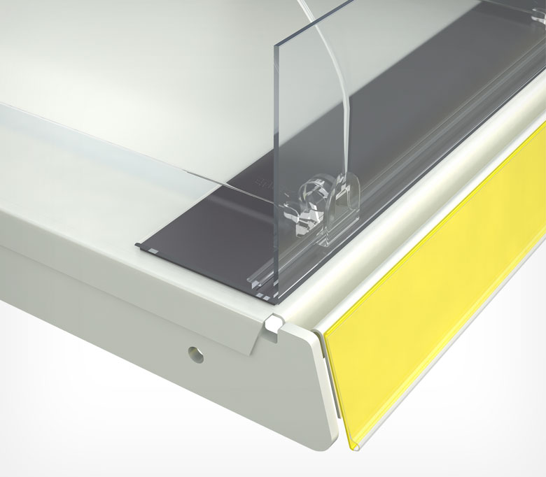 03_Пластиковый передний ограничитель высотой 80 мм с Т-профилем L-RAIL80 магнитный скотч 1250мм