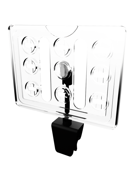 sk_Рамка ТЕХНО А7 прозрачная, черный держатель TECHNO CL, ножка  50мм