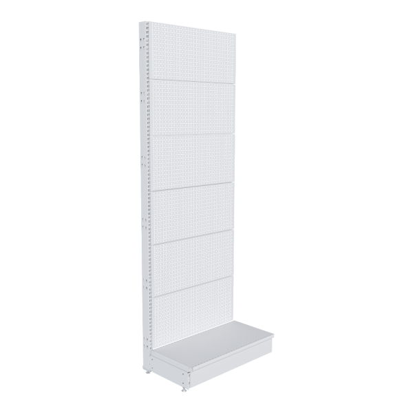 stpos_НАБОР Стеллаж 25 70 ПЕРФОРИРОВАННЫЙ пристенный2250х800хо400, 1 полка + плинтус, RAL9016, Белый