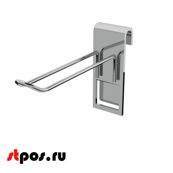 02_Крючок на решетку (сетку) двойной 150мм,d5, крепление-пластина, хром