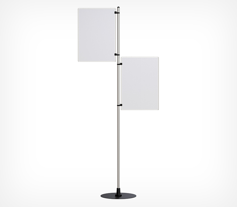 02_Стойка паллетная рекламная h-1500мм двухсторонняя INFOSTAND-FIX Duo с прозрачной рамкой А3