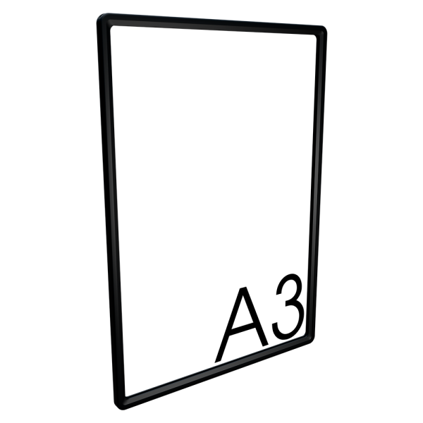 sk_Пластиковая рамка с закругленными углами формата А3 (297х420мм), PF-А3, Черный