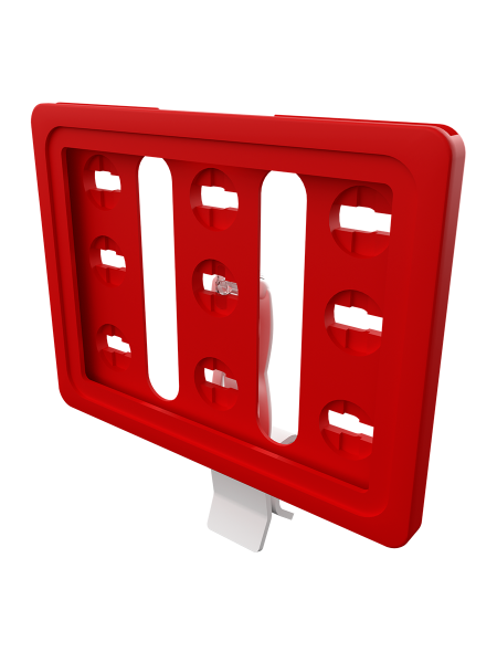 sk_Рамка ТЕХНО А7 красная, белый держатель TECHNO CL-UNBO 40мм