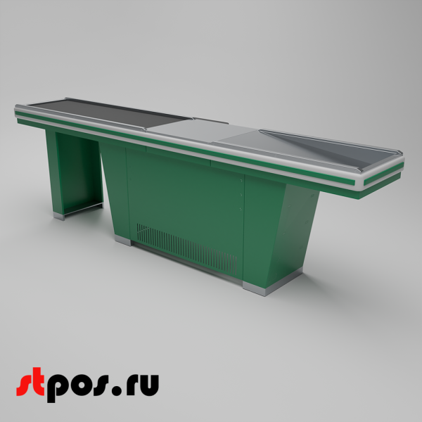00_Кассовый бокс Stream-L-320-Т150 (тр-р 150см,шл_нерж.,б_выр_,уз_нак.), RAL6029, Зеленый, Правый 00_Кассовый бокс Stream-L-320-Т150 (тр-р 150см,шл_нерж.,б_выр_,уз_нак.), RAL6029, Зеленый, Правый