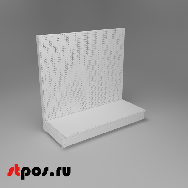00_НАБОР Стеллаж 25 70 ПЕРФОРИРОВАННЫЙ пристенный1200х1250хо500, 1 полка + плинтус, RAL9016, Белый