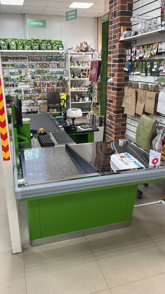 03_КБ Stream-XL-260-Т120MAX (тр-р 120см,шлиф.нерж,c вырезами,шир.нак),Глянец,RAL6018,Зеленый,Правый