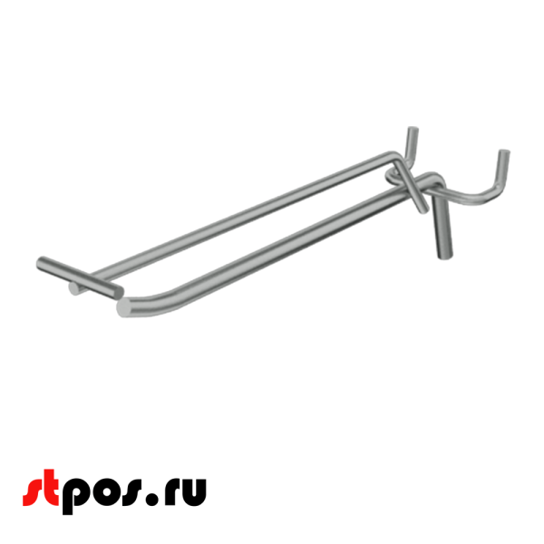 02_Крючок для перфорации одинарный с ценникодержателем 250мм, цинк-хром, d6мм, шаг 45, УСИЛЕННЫЙ