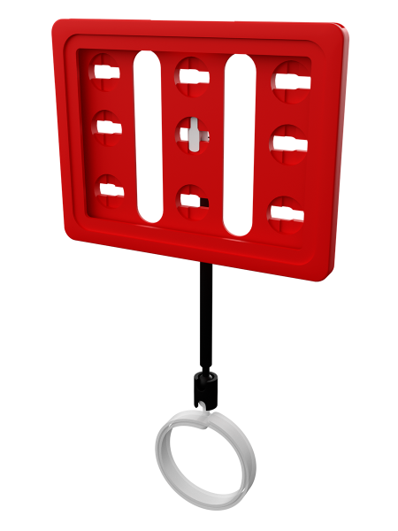 sk_Рамка ТЕХНО А7 красная, черный держатель TECHNO ROLL-VL спираль-улитка на колбасу, ножка 100мм