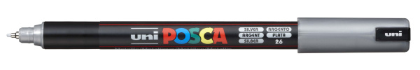 1_Маркер на водной основе POSCA PC-1MR, серебрянный (SILVER - 26), 0.7 мм, игол. нак.