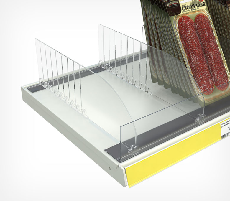 02_Пластиковый передний ограничитель высотой 80 мм с Т-профилем L-RAIL80 магнитный скотч 1250мм
