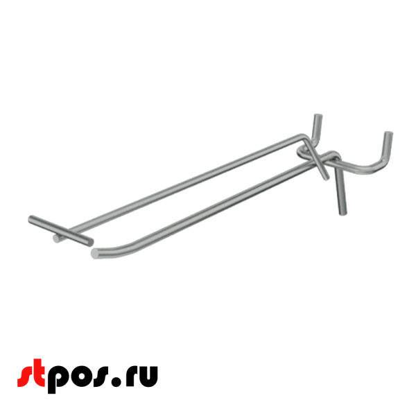 02_Крючок для перфорации одинарный с ценникодержателем 250мм, цинк-хром, d4d3, шаг 45