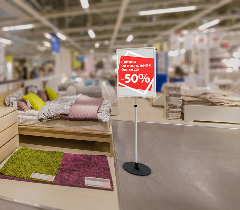 04_Стойка телескоп рекламн h 1000-1950мм, c Т-держателем INFOSTAND-XL-T с рамкой А2