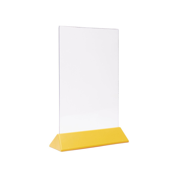 01_Тейбл-тент пластик, вертик трапецевидное желтое основание