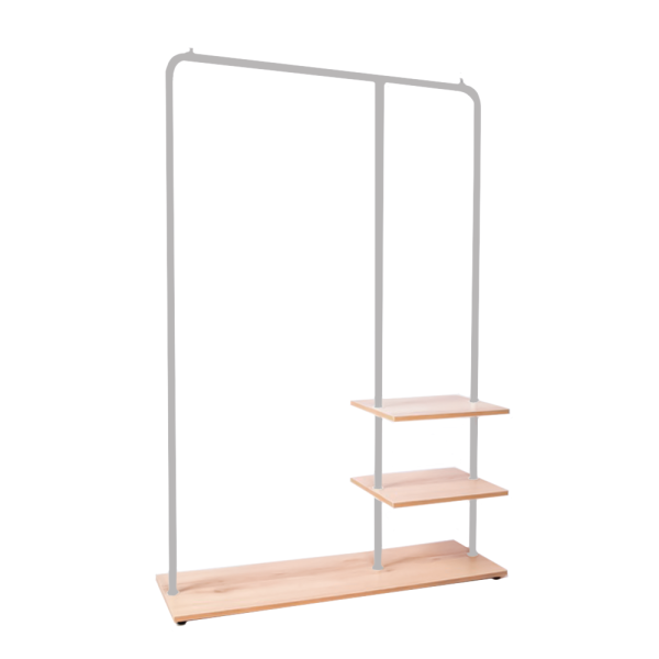 sk_Вешало напольное с 3 полками ЛДСП, без колес, d25, 1180х380мм h-1600мм, Серый, Дуб сонома