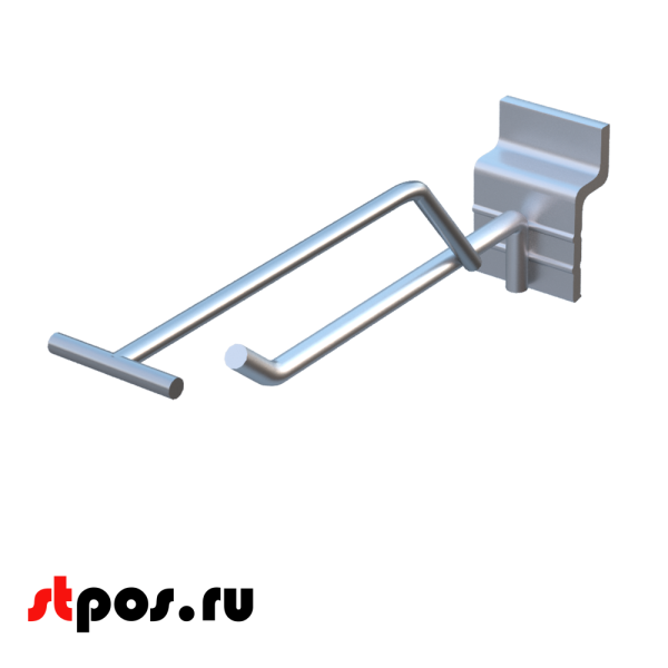 00_Крючок для экономпанели одинарный с ценникодержателем 100мм, d5d4, цинк-хром