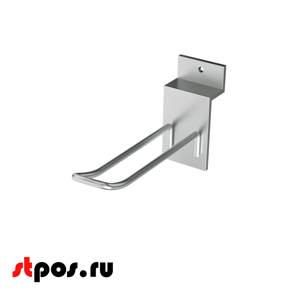 00_Крючок для экономпанели двойной, 100мм, d4, Хром