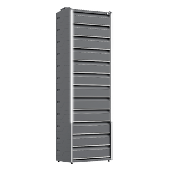 sk_Шкаф сигаретный металлический с пластиковой облицовкой, 9 полок по 10 толкателей, 683х416х2106мм