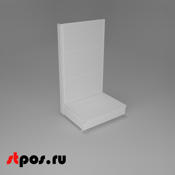 00_НАБОР Стеллаж 25 70 ПЕРФОРИРОВАННЫЙ пристенный1200х665хо500, 1 полка + плинтус, RAL9016, Белый