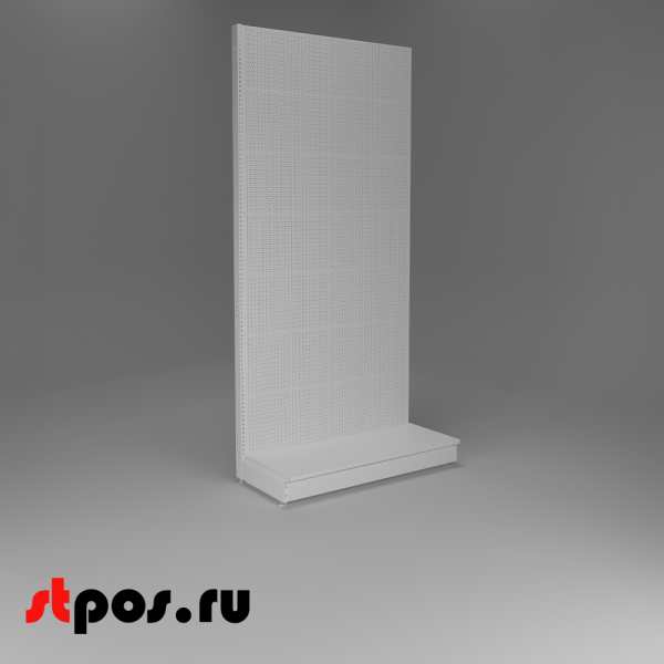 00_НАБОР Стеллаж 25 70 ПЕРФОРИРОВАННЫЙ пристенный2600х1250хо500, 1 полка + плинтус, RAL9016, Белый