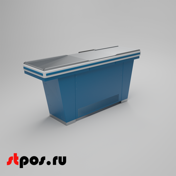 00_Кассовый бокс Stream-L-180 v2.0 (шлиф. нерж., без вырезов, узкий накоп), RAL 5005, Синий, Левый 00_Кассовый бокс Stream-L-180 v2.0 (шлиф. нерж., без вырезов, узкий накоп), RAL 5005, Синий, Левый