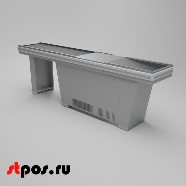 00_Кассовый бокс Stream-L-290-Т150 (тр-р 150см,шл нерж.,б выр,уз нак), RAL9022, Серый, Правый