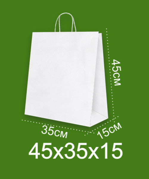 01_Крафт пакет с кручеными ручками, 350х450х150 мм, Белый