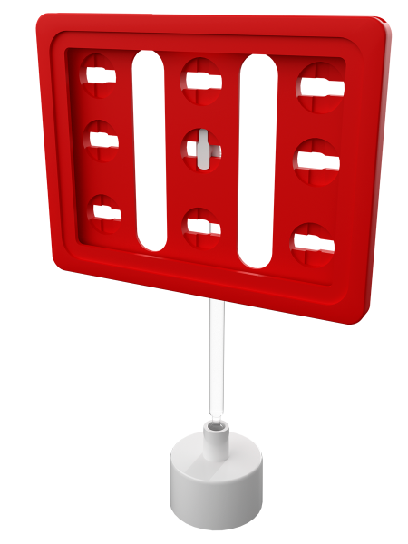 sk_Рамка ТЕХНО А7 красная, белый держатель TECHNO BOTTLE CAP 28 мм, ножка 100мм