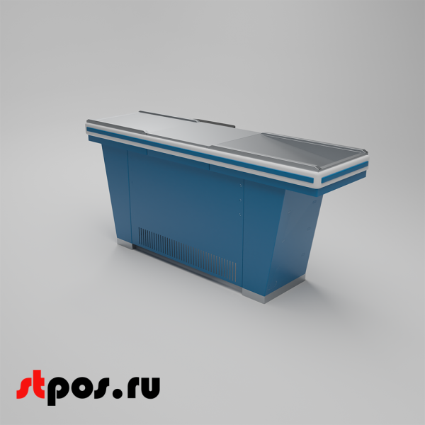 00_Кассовый бокс Stream-L-180 v2.0 (шлиф. нерж., без вырезов, узкий накоп), RAL 5005, Синий, Правый