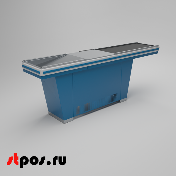 00_Кассовый бокс Stream-L-290-Т120 (тр-р120 см, шлиф. нерж., б_выр, уз_нак.), RAL5005, Синий, Левый