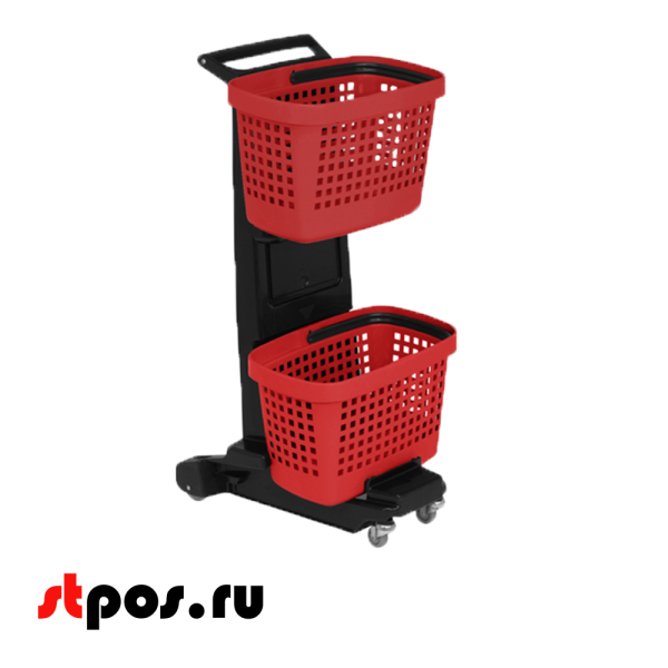 00_НАБОР Тележка SNUPY черная с двумя красными пластиковыми корзинами GREAT 28л