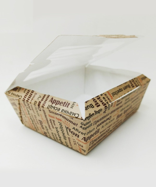 01_Контейнер с окном с печатью 600 мл, 165х120х65 мм, Бурый