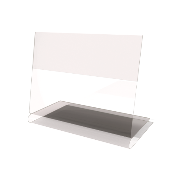 stpos_Ценникодержатель из ПЭТ L-образный, с клеенной подставкой, горизонтальный 60х40мм