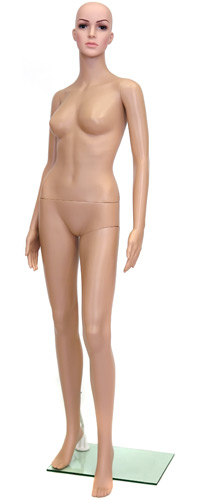 1_Манекен женский пластиковый стоящий F-2, рост 173см (83-62-86) с макияжем, без парика, телесный