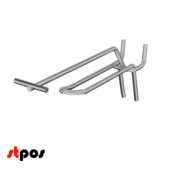 04_Крючок для перфорации двойной с ценникодержателем 150мм, хром, d4мм, шаг 25мм
