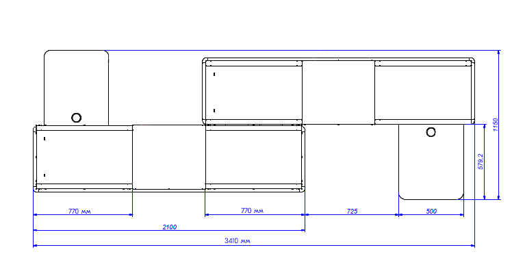 02_Кассовый бокс Stream-Dual-340 (шлиф.нерж.,без вырезов), RAL5005, Синий, Левый 02_Кассовый бокс Stream-Dual-340 (шлиф.нерж.,без вырезов), RAL5005, Синий, Левый