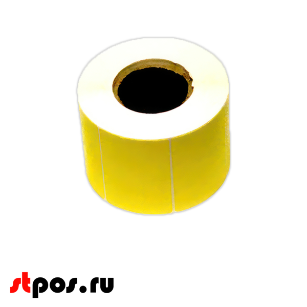 00_ЦВЕТНАЯ термоэтикетка 58х60х500 (58х60, 500шт, вт.40мм), 1 цвет, Желтая