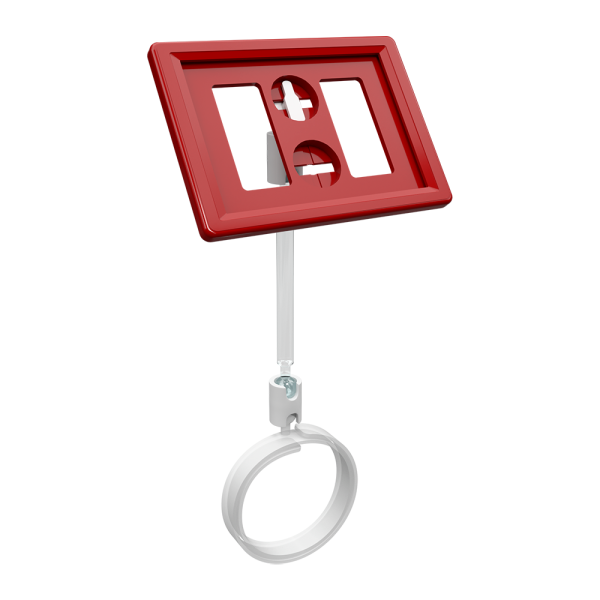 sk_Рамка ТЕХНО А8 красная, белый держатель TECHNO ROLL-VL спираль-улитка на колбасу, ножка  50мм