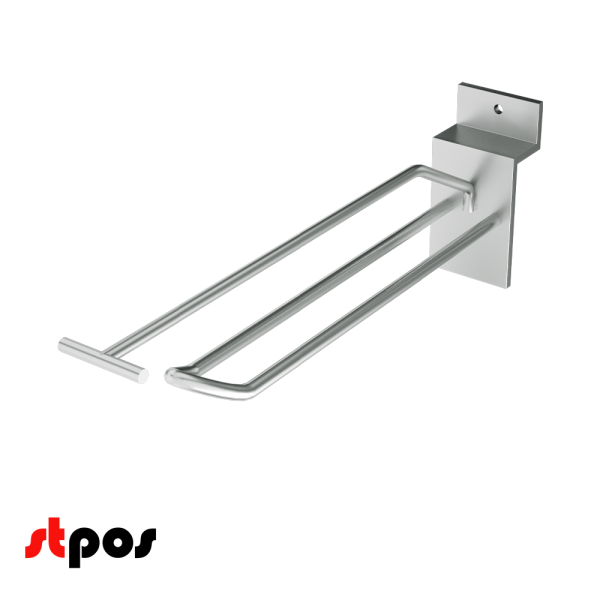 00_Крючок для экономпанели двойной с ценникодержателем 150мм, d4,8, хром