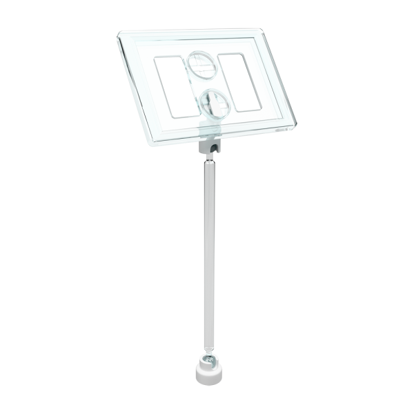 sk_Рамка ТЕХНО А8 прозрачная, белый держатель TECHNO MAG-BASE-VL, ножка 100мм