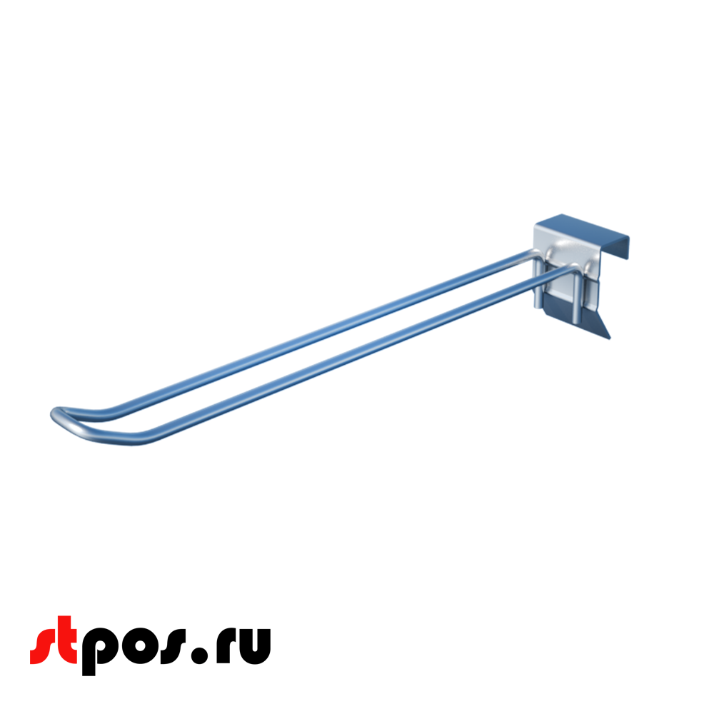 00_Крючок для штанги 30х15 (профиль), двойной, П-образный 200мм, покрытие цинк-хром, d5мм
