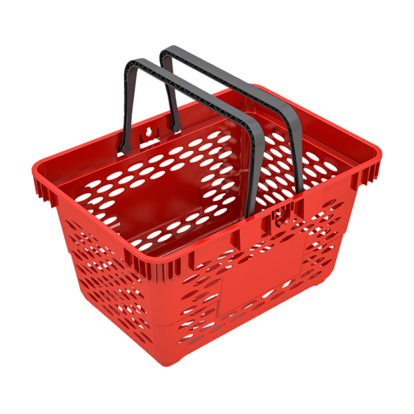 sk_Корзина покупательская пластиковая с 2 пластиковыми ручками CLASSIK 20 л, Красный